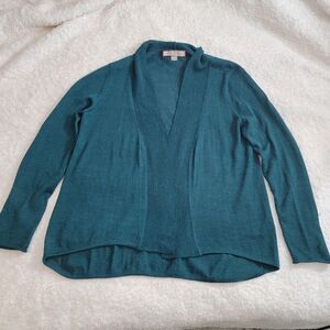 Beyond Threads NWOT 100% Baby Alpaca Fine Knit Open Cardigan Peru Green‎ Size L